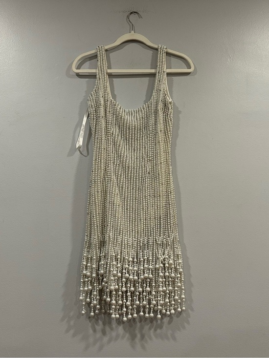 Mac Duggal Dresses & Skirts - Mac Duggal 94049 White Pearl Beaded Square Neck Mini Dress Sz 2